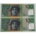 AUSTRALIA 2008 . ONE HUNDRED 100 DOLLARS BANKNOTES . STEVENS/HENRY . FIRST and LAST PREFIX